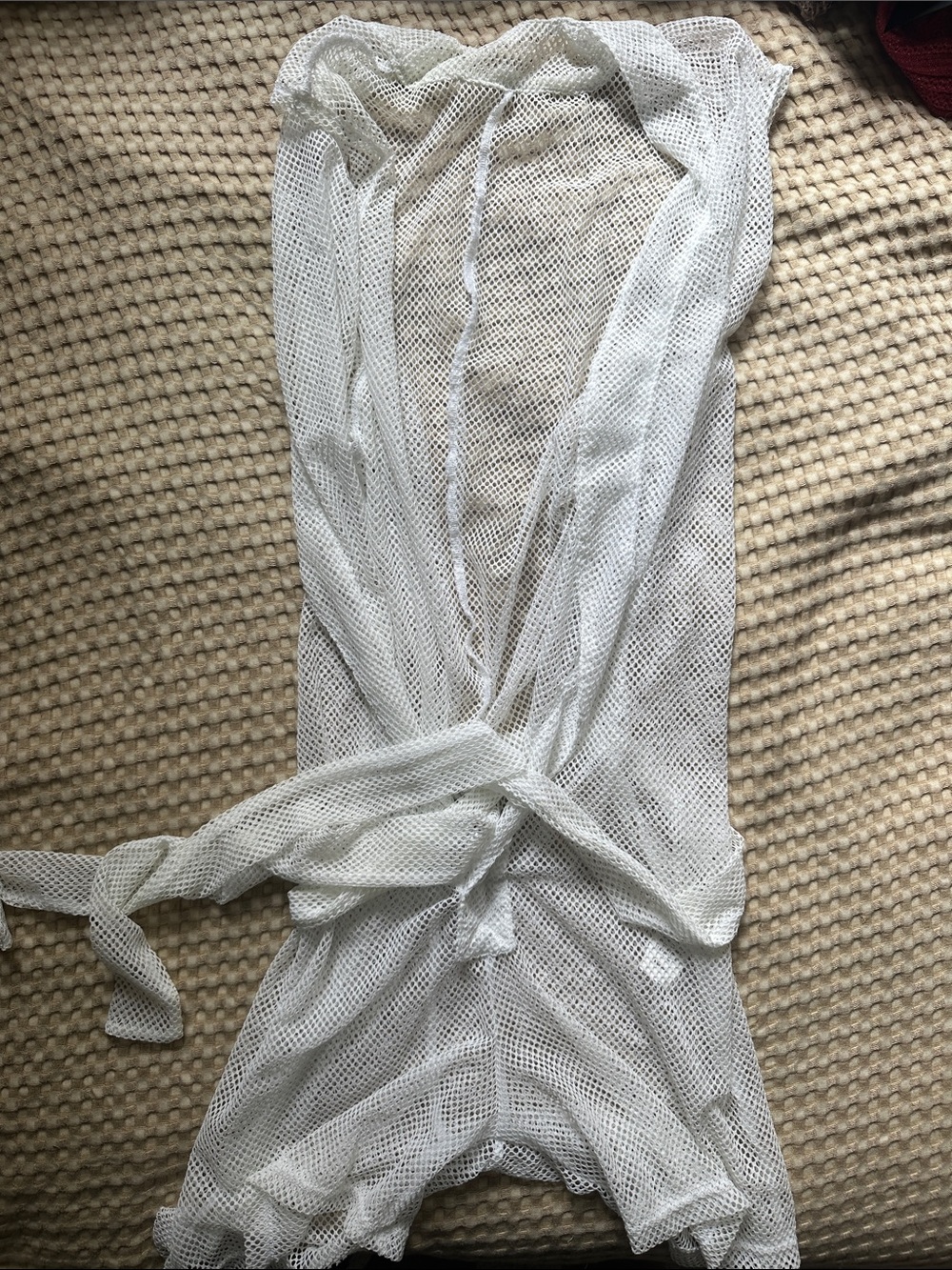 NWOT White Tryst Sleeveless Judo Mesh Romper Cover-Up